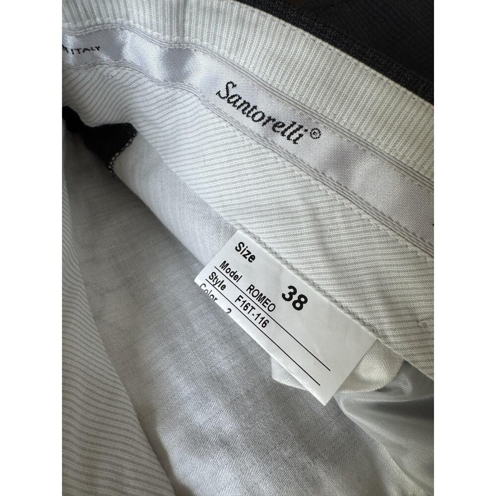 Santorelli Pants Mens 38x29 Gray Check Dress Slacks 100% Virgin Wool Italy - Picture 4 of 11
